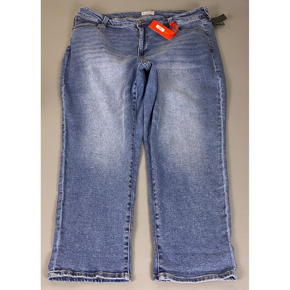 Molly & Isadora Girlfriend Jeans Women's Plus Size 26W Blue Medium Wash New NWT